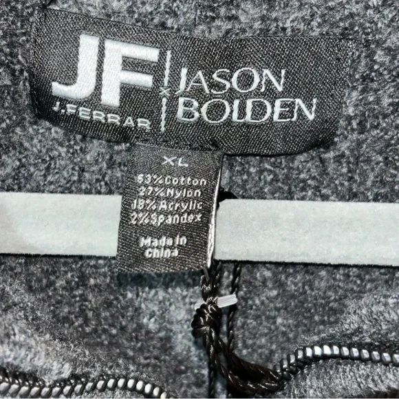 JF J.FERRAR x JASON BOLDEN Long Sleeve 3/4 Zip Charcoal Sweater Size XL - Picture 3 of 6